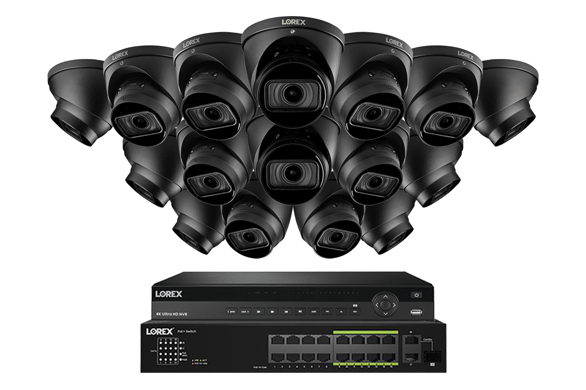 Lorex 4K (32 Camera Capable) Wired NVR System with Nocturnal 3 Smart IP Dome Cameras Featuring Motorized Varifocal Lens and 30FPS Recording