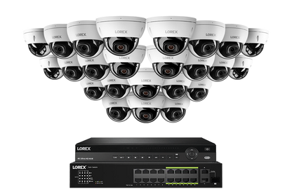 Lorex Pro  Series 4K 32 Camera Capable Wired NVR System with 8MP (4K) A10 IP Dome Cameras - White 24