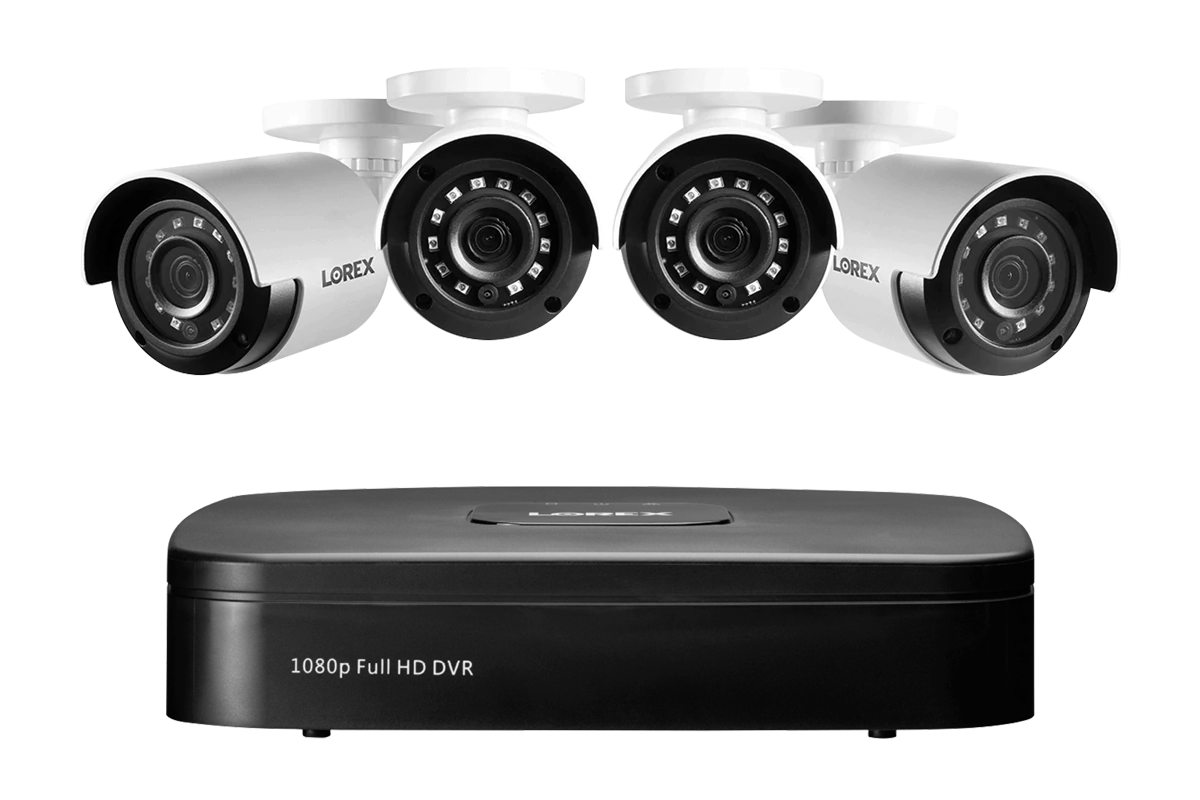 1080p 4-Channel 1TB Wired DVR System with 4 Cameras