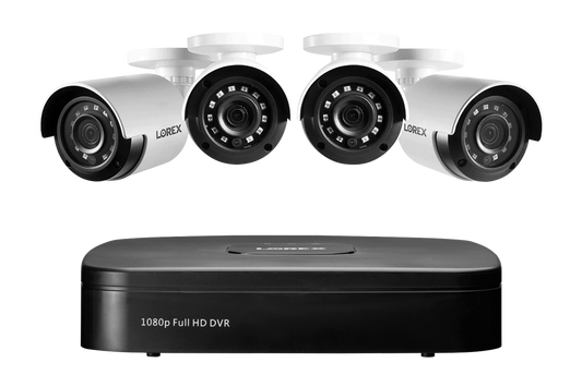 1080p 4-Channel 1TB Wired DVR System with 4 Cameras