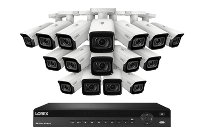 Lorex 4K (16 Camera Capable) 4TB Wired NVR System with Nocturnal 3 Smart IP Bullet Cameras with Motorized Varifocal Lens - White 16