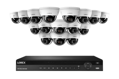 Lorex Fusion Series 4K 16 Camera Capable (Wired or Fusion Wi-Fi) 4TB Wired NVR System with 4MP (2K) A4 IP Dome Cameras - White 16