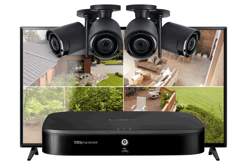 8-Channel System with 4 Wireless Security Cameras and 43"" Monitor