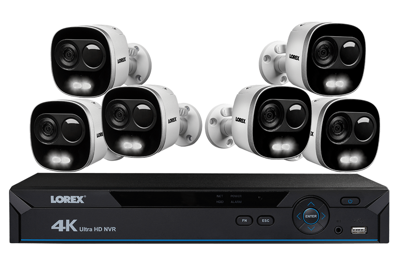 4K Ultra HD IP NVR System with 6 Active Deterrence Security Cameras, 130ft Night Vision