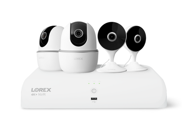 Lorex Wireless Fusion - 4K+ NVR with Two 2K Wi-Fi Indoor Camera and Two 2K Wi-Fi Indoor Pan-tilt Camera