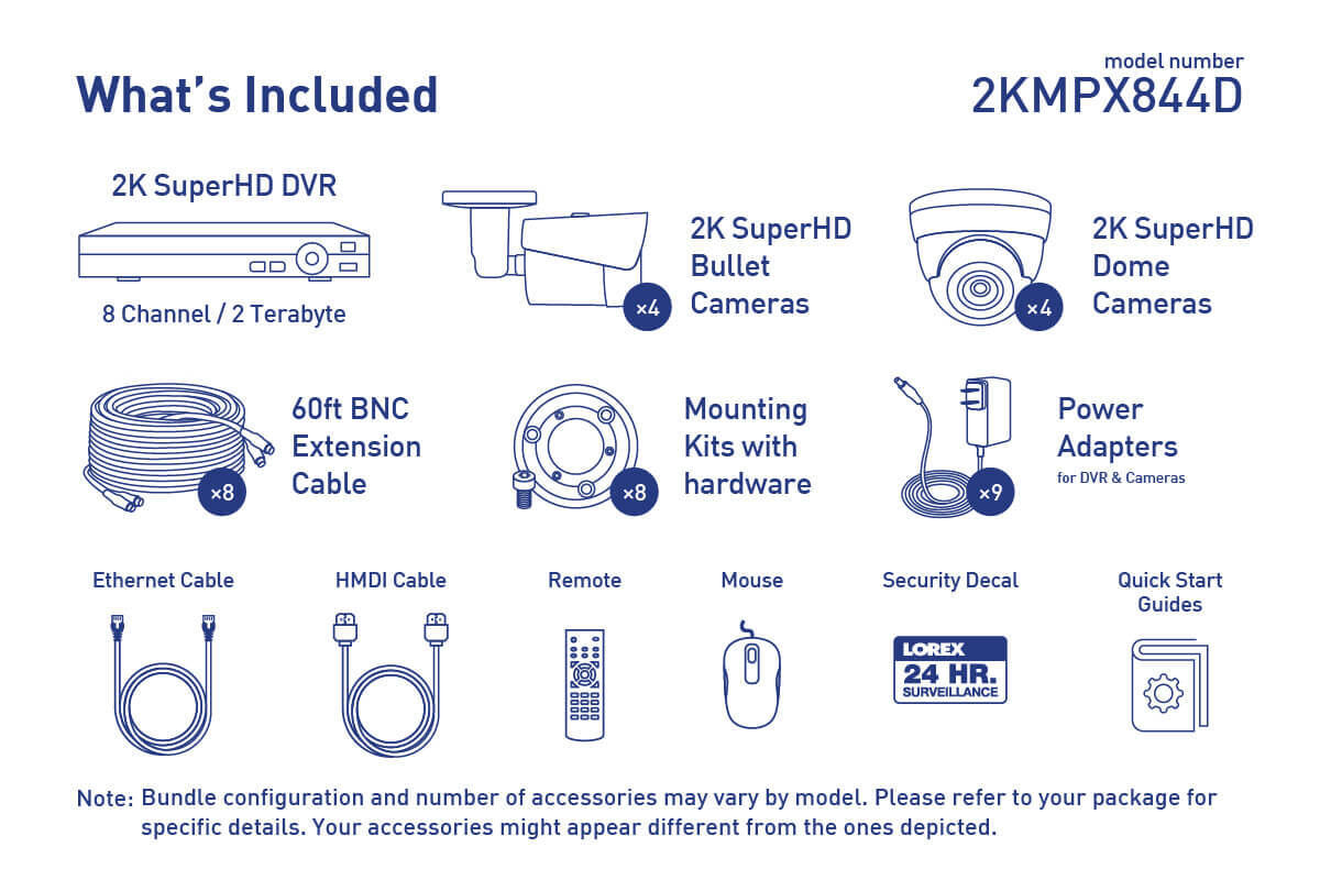 2K Super HD Security Camera System with 8 Outdoor Cameras, 150FT Night Vision, 8 Channel 4K DVR