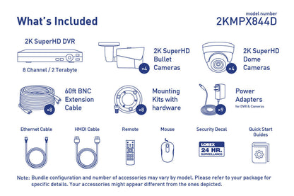 2K Super HD Security Camera System with 8 Outdoor Cameras, 150FT Night Vision, 8 Channel 4K DVR