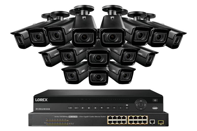 32-channel 4K Nocturnal IP System with Sixteen 4K Smart IP Motorized Varifocal Security Cameras
