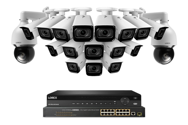 Lorex 4K (32 Camera Capable) 8TB Wired NVR System with 16 Nocturnal 3