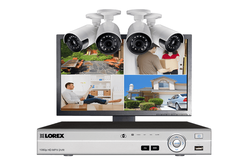 Home Security System with 4-Channel DVR, 4 Ultra-Wide 160