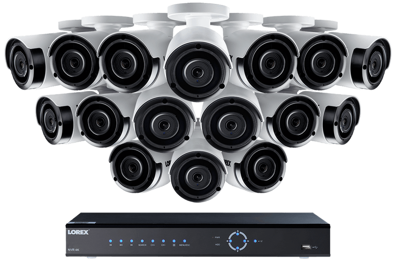 2K Super HD IP NVR security camera system with 16 2K (4MP) IP cameras, 130FT night vision