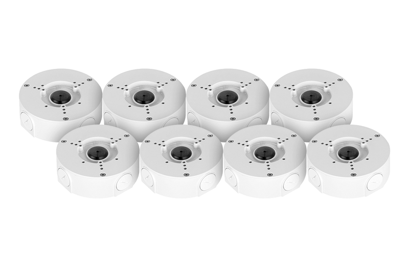 Outdoor Round Junction Box for 3 Screw Base Cameras (White, 8-pack)