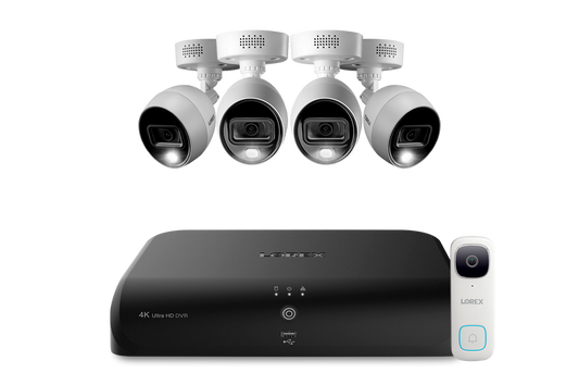 Lorex Fusion 4K 12 Camera Capable (8 Wired + 4 Wi-Fi) 2TB DVR System with 4 Analog Active Deterrence Cameras and 2K Wired Video Doorbell