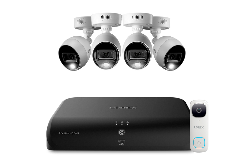 Lorex Fusion 4K 12 Camera Capable (8 Wired + 4 Wi-Fi) 2TB DVR System with 4 Analog Active Deterrence Cameras and 2K Wired Video Doorbell