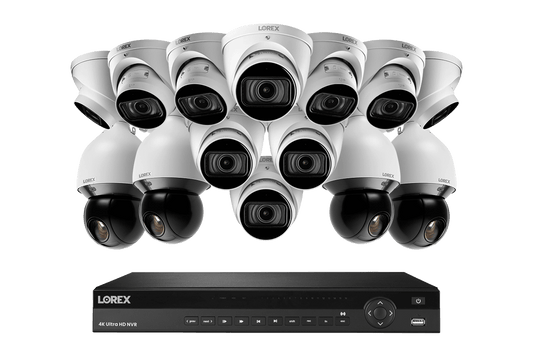 Lorex 4K 16-Channel 3TB Wired NVR System with 10 Nocturnal 3 Motorized Varifocal Smart Dome Cameras and 4 PTZ Cameras
