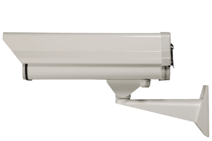 Weatherproof security camera enclosure with heater and blower