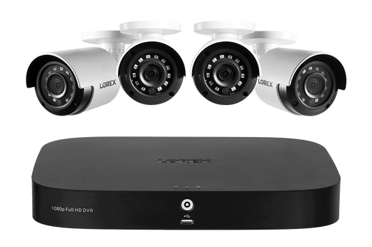 1080p 8-channel 1TB Wired DVR System with 4 Cameras