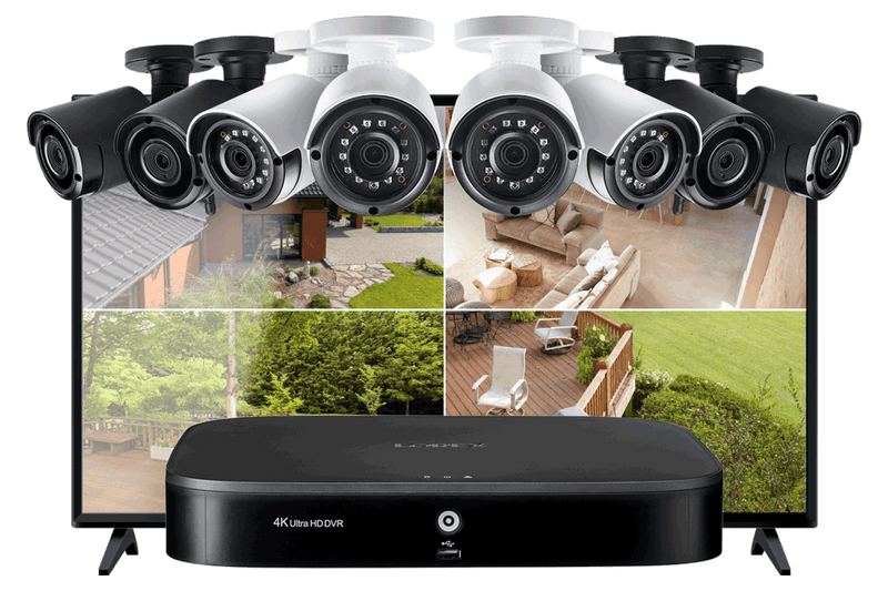 16-Channel System with 4 Wireless and 4 2K Resolution Security Cameras and 43"" Monitor