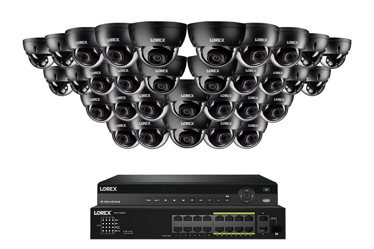 Lorex Pro Series 4K 32 Camera Capable Wired NVR System with 4MP (2K) A4 IP Dome Cameras - Black 32