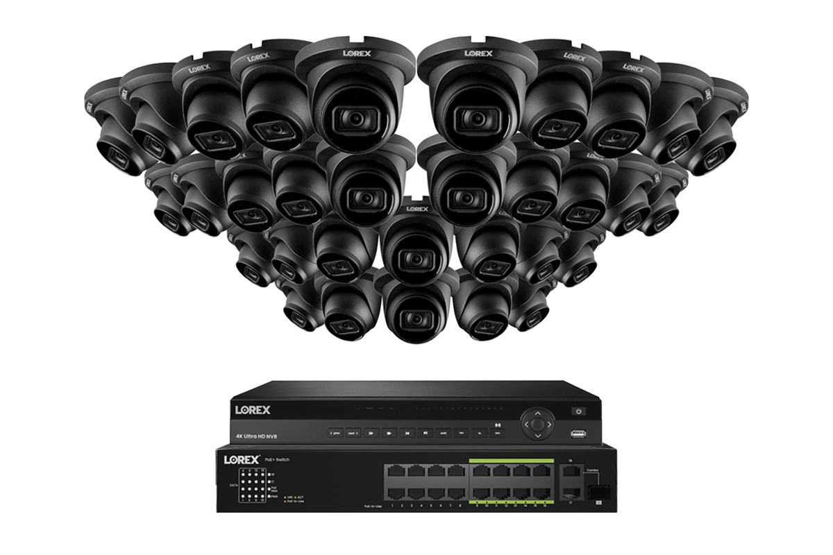 Lorex Fusion (4K 32-Camera Capable) NVR System with Bullet Cameras featuring Listen-In Audio - Black 32