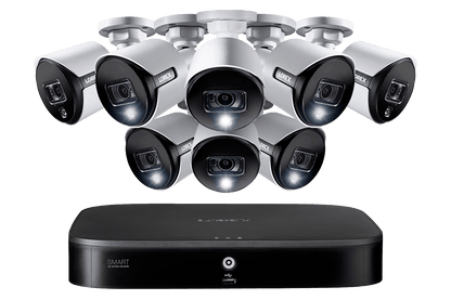 16-Channel Security System with 8 Active Deterrence 4K (8MP) Cameras featuring Smart Motion Detection and Color Night Vision