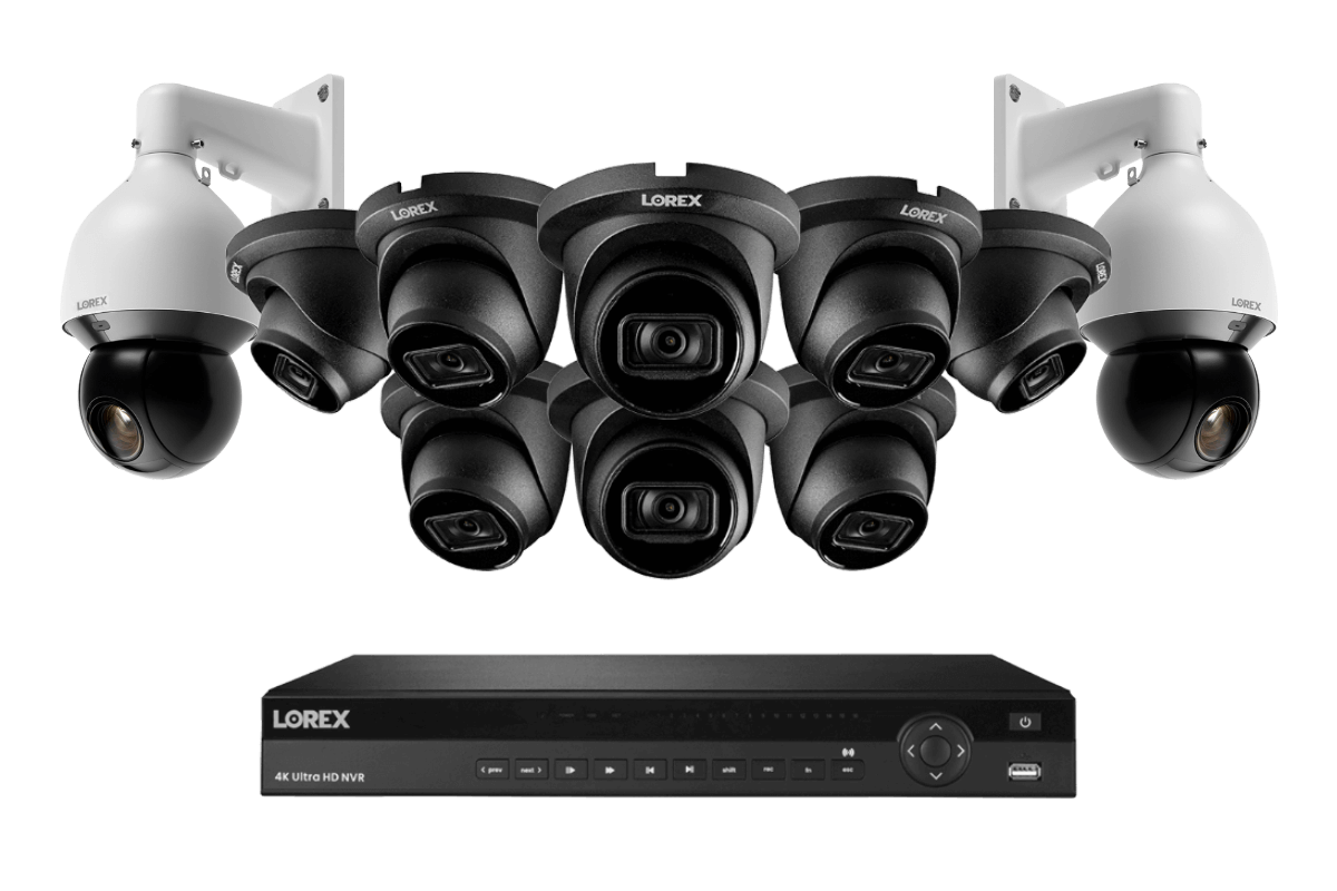 Lorex Nocturnal 3 4K (16 Camera Capable) 4TB NVR System with 8 Smart IP Dome Cameras and 2 Pan Tilt Zoom IP Cameras