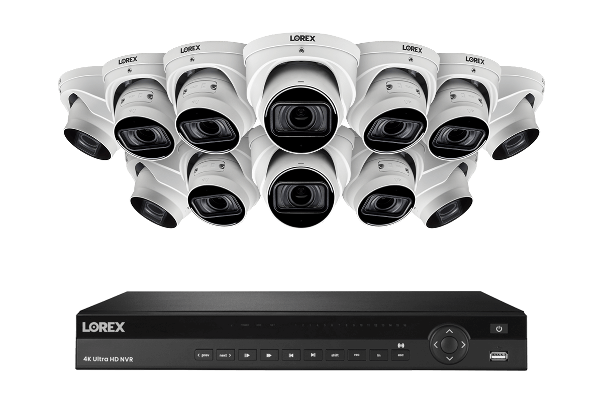 Lorex 4K (16 Camera Capable) 4TB Wired NVR System with Nocturnal 3 Smart IP Dome Cameras with Listen-in Audio and Motorized Varifocal Lenses - White 12