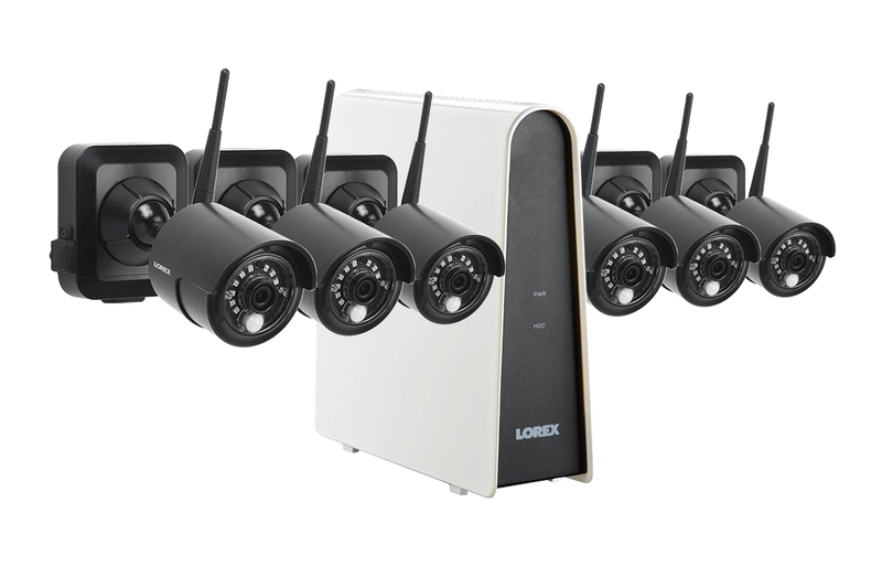 1080p Wire Free Camera System, featuring 6 Battery Powered Black Outdoor Cameras and 16GB DVR