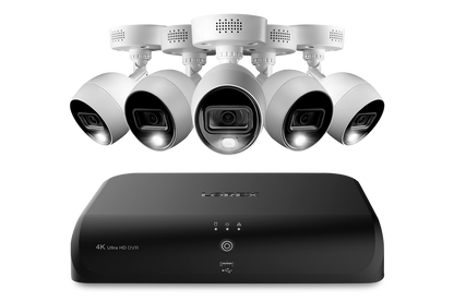 Lorex 4K (8 Camera Capable) 2TB Wired DVR System with 5 Active Deterrence Bullet Cameras