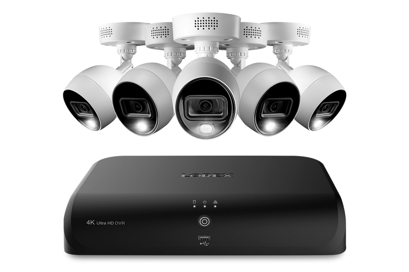 Lorex 4K (8 Camera Capable) 2TB Wired DVR System with 5 Active Deterrence Bullet Cameras
