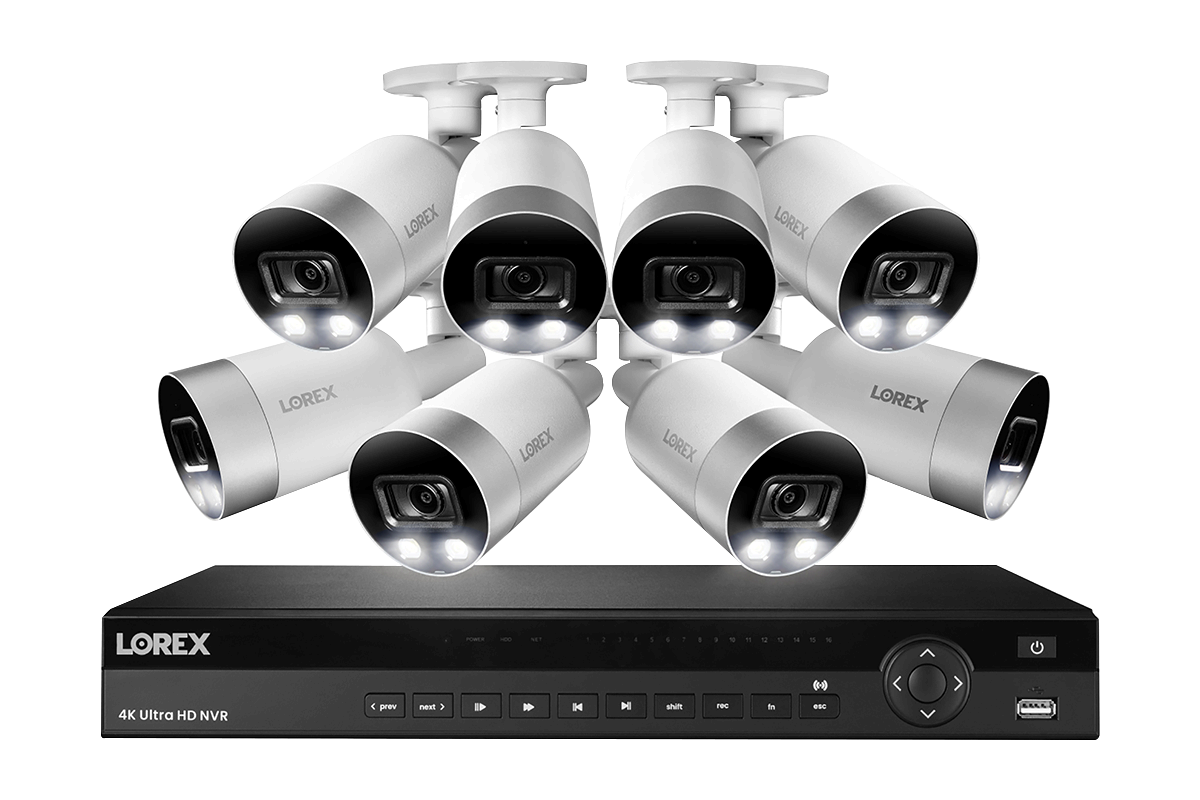 4K Ultra HD 16-Channel IP Security System with 8 Active Deterrence 4K (8MP) Cameras