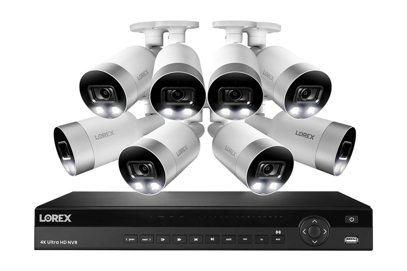 4K Ultra HD 16-Channel IP Security System with 8 Active Deterrence 4K (8MP) Cameras