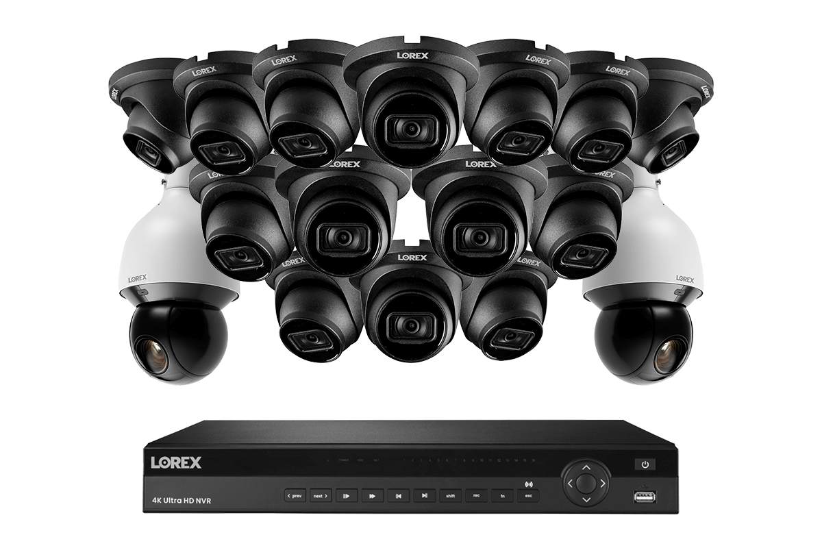 Lorex 4K 16-Channel 3TB Wired NVR System with 14 Nocturnal 3 Smart Dome Cameras and 2 PTZ Cameras