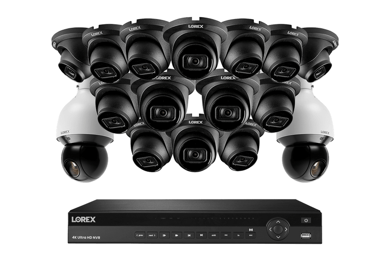 Lorex 4K 16-Channel 3TB Wired NVR System with 14 Nocturnal 3 Smart Dome Cameras and 2 PTZ Cameras