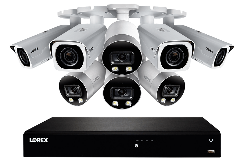 16-Channel 4K Ultra HD IP NVR System with Four Metal 4K (8MP) Smart Deterrence Cameras and Four Metal 4K (8MP) Varifocal Zoom Lens Cameras