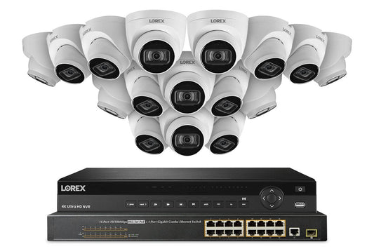 Lorex 4K (32 Camera Capable) 8TB Wired NVR System with IP Dome Cameras Featuring Listen-In Audio