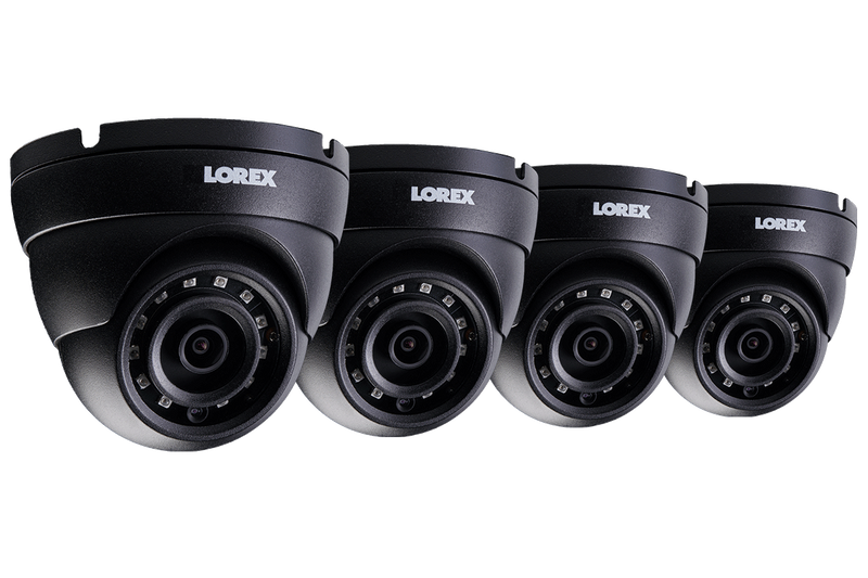 4MP Metal Dome Camera with 150FT Color Night Vision, HEVC, Black (4-pack)