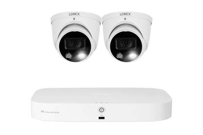 Lorex Fusion 4K 16-Channel (8 Wired + 8 Wi-Fi) 2TB NVR System with Dome Cameras Featuring Smart Deterrence and 2-Way Audio