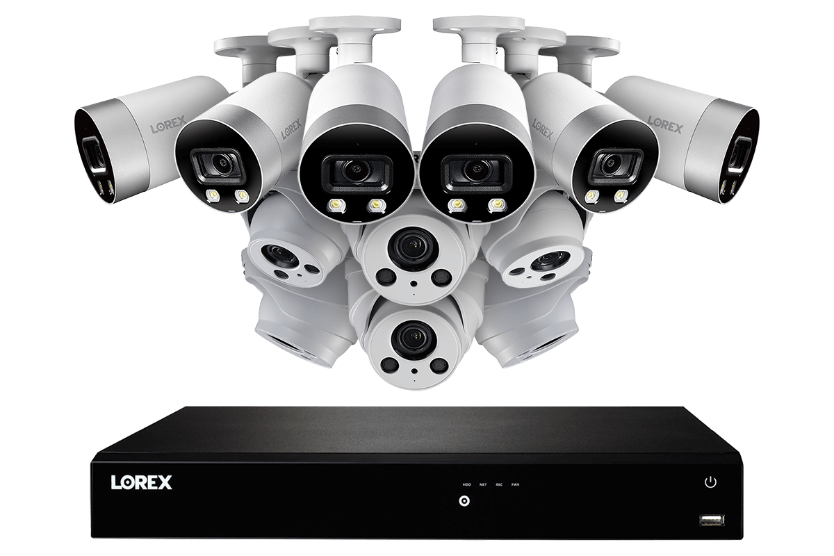 16-Channel 4K Ultra HD IP NVR System with Six Metal 4K (8MP) Smart Deterrence Cameras and Six Metal 4K (8MP) Audio Varifocal Zoom Lens Cameras