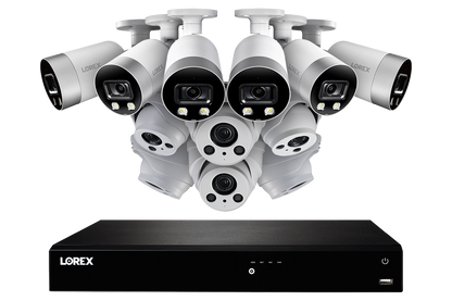 16-Channel 4K Ultra HD IP NVR System with Six Metal 4K (8MP) Smart Deterrence Cameras and Six Metal 4K (8MP) Audio Varifocal Zoom Lens Cameras