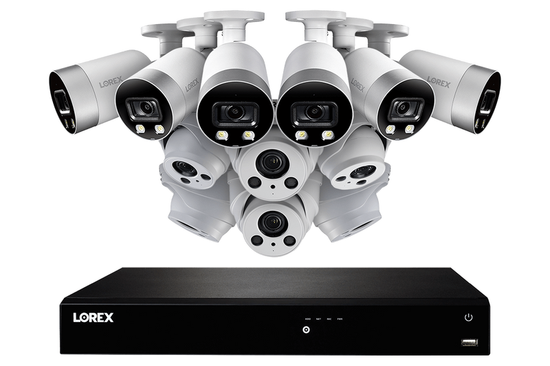 16-Channel 4K Ultra HD IP NVR System with Six Metal 4K (8MP) Smart Deterrence Cameras and Six Metal 4K (8MP) Audio Varifocal Zoom Lens Cameras