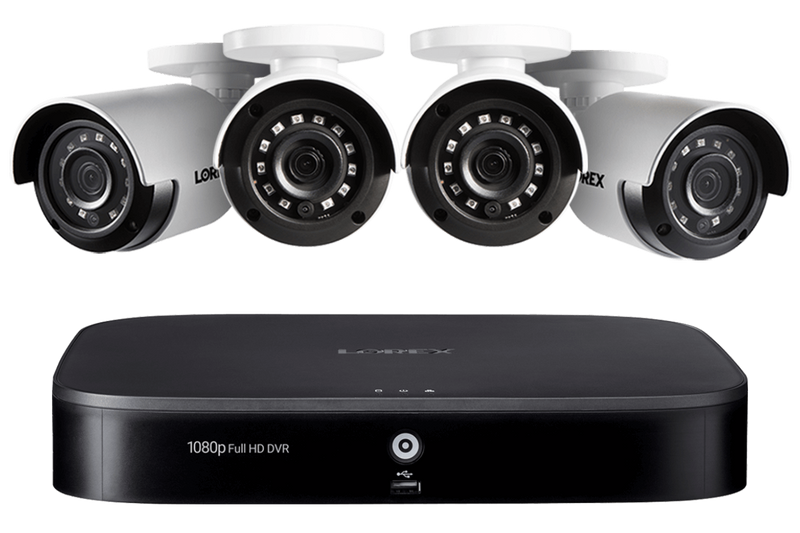 8-Channel Security System with Four 1080p HD Outdoor Cameras, Advanced Motion Detection and Smart Home Voice Control