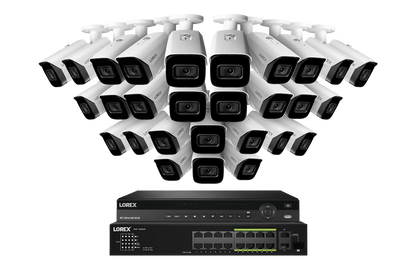Lorex 4K (32 Camera Capable) 8TB Wired NVR System with Nocturnal 3 Smart IP Bullet Cameras Featuring Listen-In Audio and 30FPS Recording