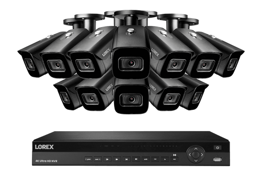 Lorex 4K (16 Camera Capable) 4TB Wired NVR System with Nocturnal 3 Smart IP Bullet Cameras with Listen-In Audio and 30FPS