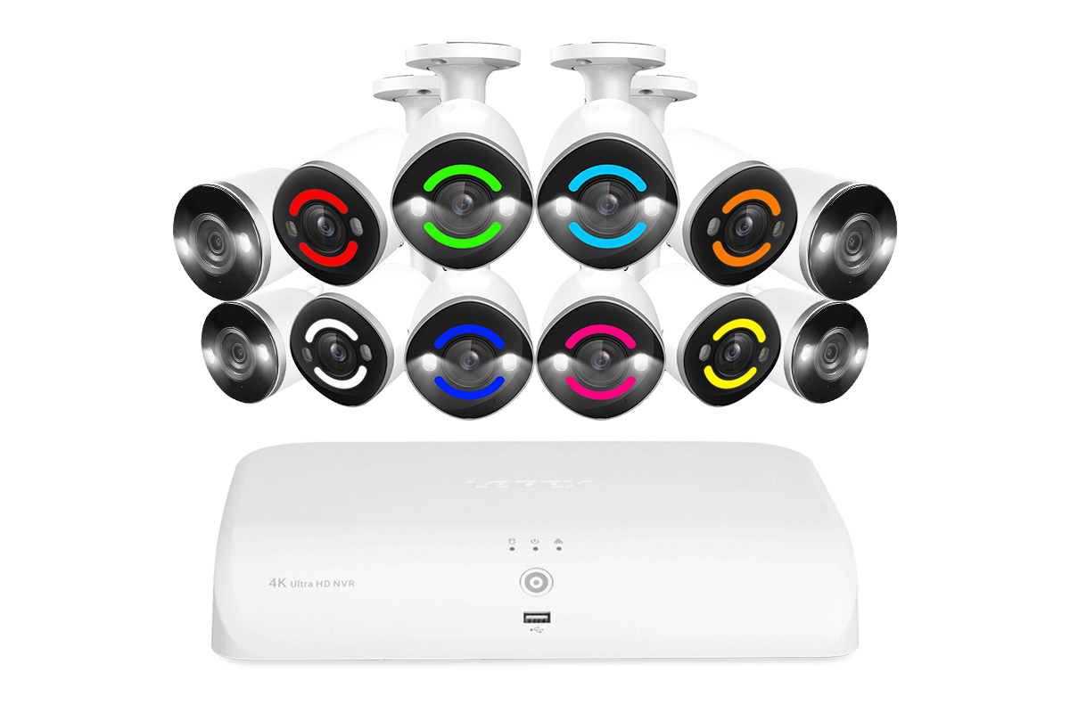 Lorex Fusion 4K 16-channel 2TB Wired NVR System with Eight 4K Deterrence Bullet Wired and Four 2K Spotlight Wi-Fi Cameras