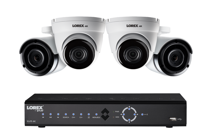 4K Ultra HD IP NVR security camera system with four 4K (8MP) IP cameras