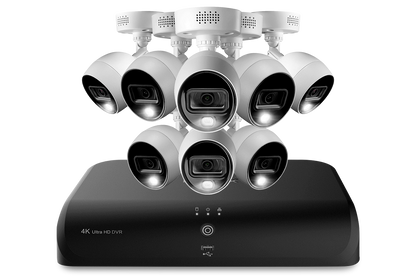 Lorex 4K (8 Camera Capable) 2TB Wired DVR System with 8 Active Deterrence Bullet Cameras