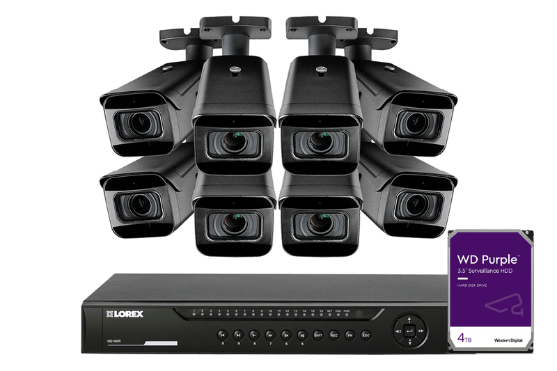16-Channel 4K Nocturnal IP NVR System with Eight Outdoor 4K (8MP) Metal Cameras with 4x Optical Zoom and Audio Recording