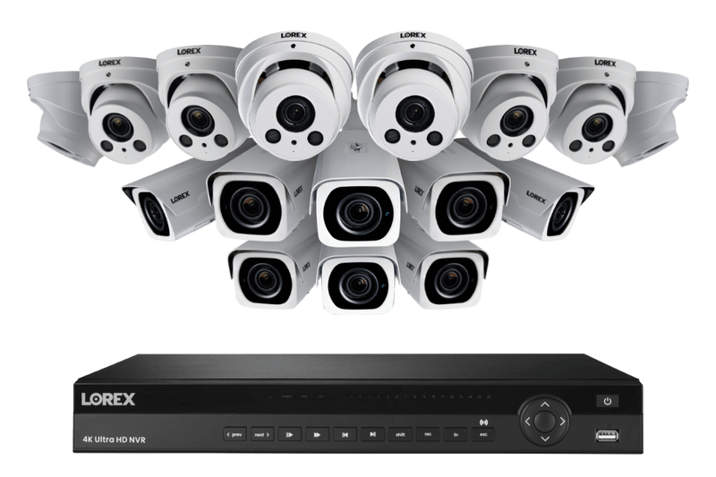 4K IP System with Eight Bullet and Eight Audio Dome Nocturnal Varifocal Cameras