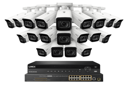 Lorex 4K (32 Camera Capable) 8TB Wired NVR System with Nocturnal 4 Smart IP Bullet Cameras Featuring Motorized Varifocal Lens, Vandal Resistant and 30FPS Recording